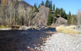 Here the creek valley grows wider and offers more gravel bars to fish from